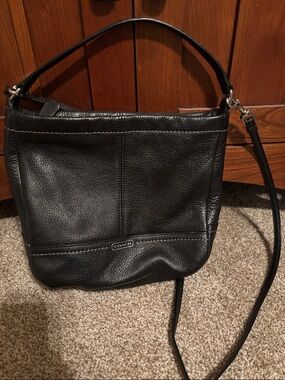 Coach Black Pebbled Leather Shoulder Bag